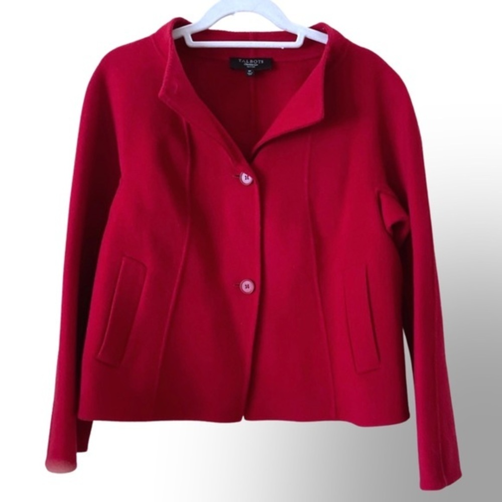 Talbots petite ‘the jackie fit’ red wool Button front‎ jacket NWOT 6P
